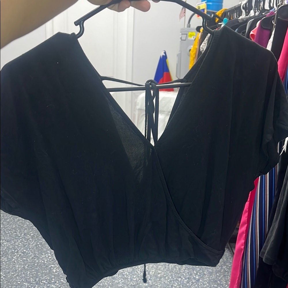 Elegant Black Wrap Top